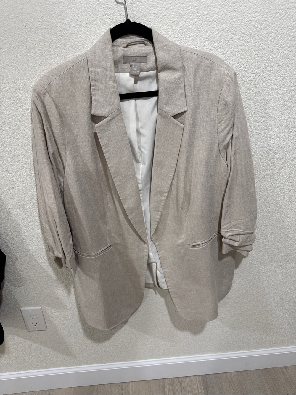 H&M Light Beige Linen-Blend Blazer